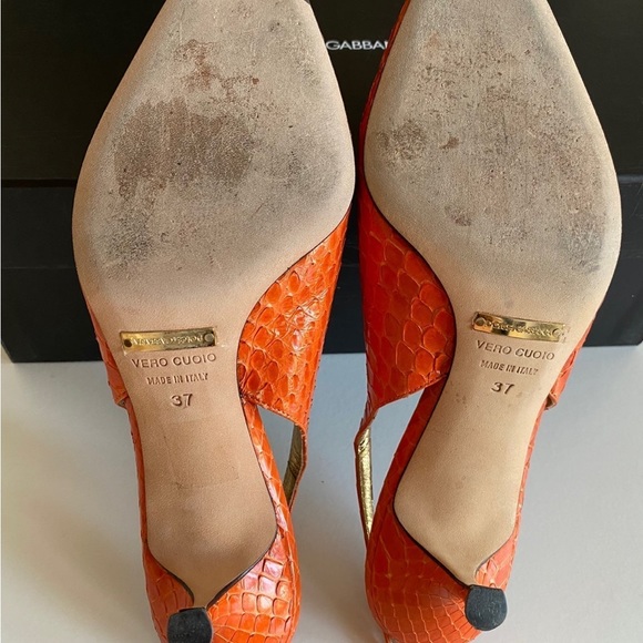 ⭐️LAST DAY⭐️ Rare - Dolce & Gabbana Orange Kitten Heels EU 37 - Picture 11 of 13